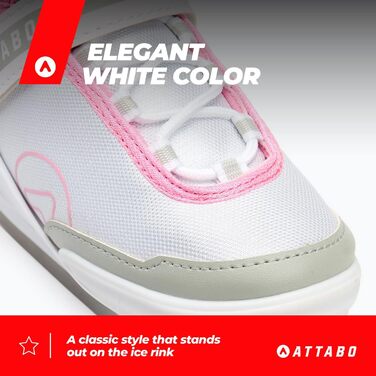 Жіночі ковзани ATTABO Tora для активного катання застібка на пряжці та липучці, міцна підтримка щиколотки, леза з нержавіючої сталі, комфорт та безпека для початківців та досвідчених ковзанярів, елегантний класичний дизайн, білі, розмір 40