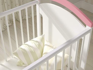 Дитяче ліжечко/спальне місце Love For Sleep 120x60 см з захисним бар&39єром, що трансформується, рожеве, AMIE Дитяче ліжко, дерев&39яне ліжко - Дитяче ліжко, Ліжечко-трансформер