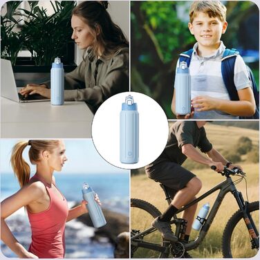 Пляшка для пиття об&39ємом 600 мл з кришкою-фільтром та запобіжним замком, герметична термос-пляшка для води, без BPA із застібкою-кришкою, для спорту, бігу, школи, фітнесу, дітей, світло-блакитний