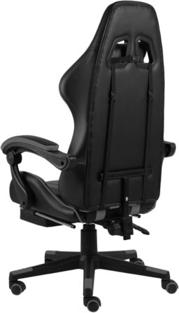 Геймерське крісло з підставкою для ніг, чорно-сіра штучна шкіра, модель ігрового крісла 20530
