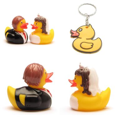 Гумова качечка I Качечка наречена - L 8 см I В комплекті брелок гумова качечка I Подарунок на весілля I Подарунок для нареченої