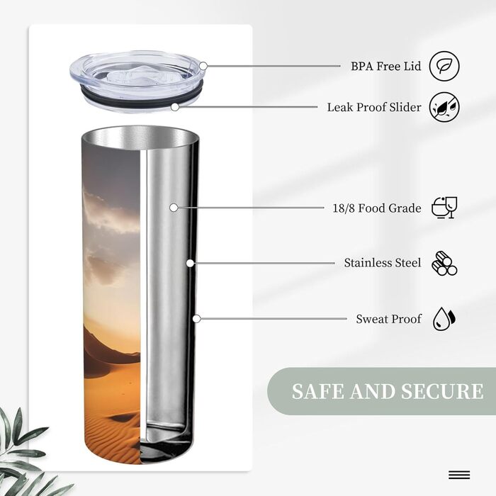 Кухоль з прямою трубочкою, 590 мл, одинокий верблюд, з принтом, дорожній кухоль, підходить для кемпінгу, офісу та дому