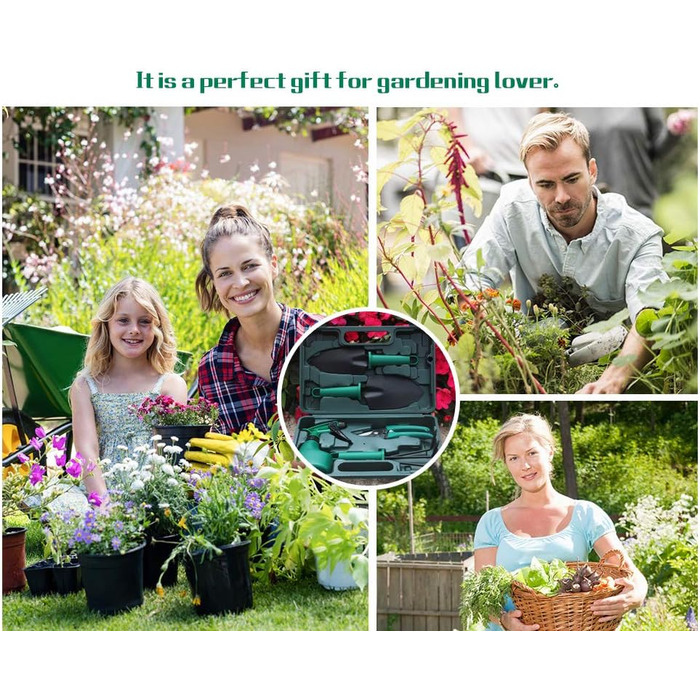 Набір садового інструменту 5 в 1 лопатка, секатор, граблі, розпилювач води та сумка для зберігання