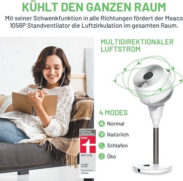 Настільний вентилятор MEACO MeacoFan 1056P - потужний, енергоефективний, енергозберігаючий, тихий, охолоджуючий вентилятор для спа