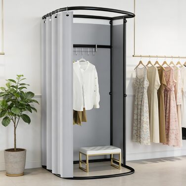 Окремостояча роздягальня, U-подібна, з рухомою рейкою, підлогова переносна ширма для затінення, залізний кронштейн для вушок для роздягальні, для офісу, торгового центру, сірий