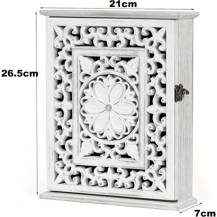 Скринька для ключів Optyuwah дерев'яна скринька для ключів з європейською порожнистою шафою для ключів з 6 гачками для ключів, він