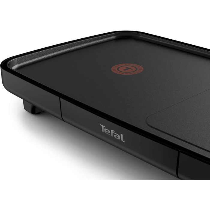 Електричний гриль Tefal Plancha Booster CB6428, 2200 Вт, збільшена робоча поверхня, Boost-зона, 6 рівнів температури, суцільна гриль-платформа, піддон для жиру, Thermo-Spot, чорний
