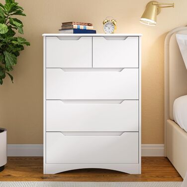 Комод з 5 шухлядами, комод для спальні, для офісу, вітальні, спальні, передпокою, меблів, 72x494 см, білий