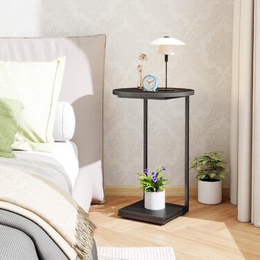 Приставний столик HDANI C, тумбочка під диван, що розсувається, приставний столик у вітальню чорного кольору 40*40*60 см