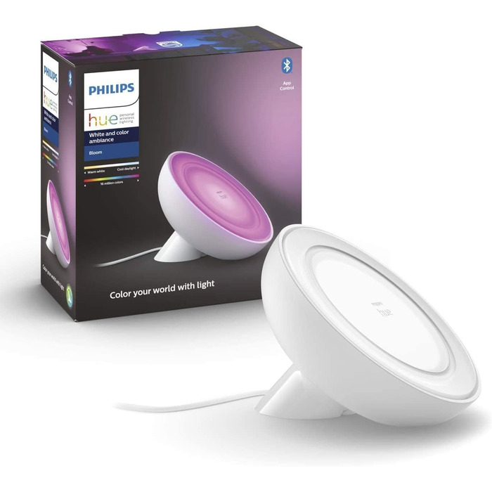 Декоративна настільна лампа Philips Hue Bloom, білий/чорний