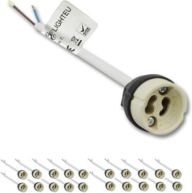 Розетки GU10, розетка з кераміки GU10, кремнієвий дріт 0,75 мм LED/CFL/галогенові лампи для підключення патрон, протипожежний захист 20 шт. розеток, 20 шт.