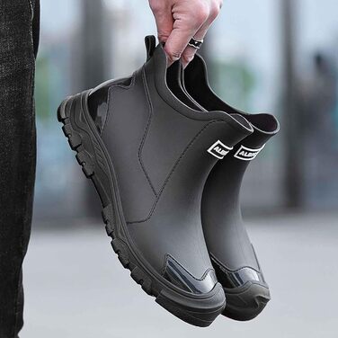 Чоловічі надзвичайно широкі гумові чоботи, гумові чоботи, чоботи з широким халявою, гумове взуття, нековзне гумове взуття, рибальські чоботи, водонепроникні садові чоботи, вейдерси 011 чорні 45 EU