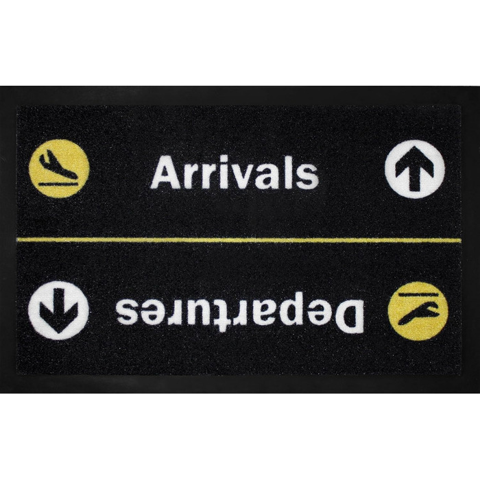 Килимок для дверей крупним планом - Прибуття/Виїзд - Килимок, що прається (40 x 60 см) - Чорно-жовтий