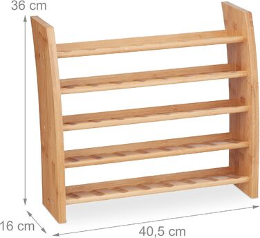 Бамбукова підставка для спецій Relaxdays, 5 ярусів, окремостояча кухонна полиця, ВxШxГ 36 x 40,5 x 16 см, підставка для спецій на стільницю, натуральний колір