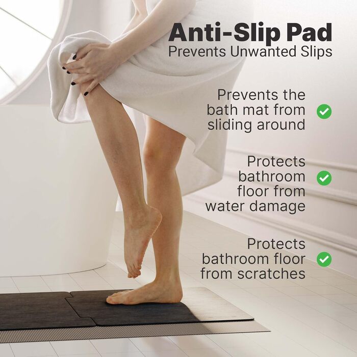 Килимок для ванної Minimism з каменю 80 x 50 см, діатомітовий килимок для ванної, кам&39яний килимок для ванної, килимок для душу, що швидко висихає, килимок для душу XL розміру, діатомітовий килимок (темно-сірий)