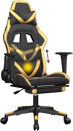 Геймерське крісло з підставкою для ніг, чорно-золотистого кольору, зі штучної шкіри