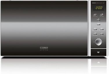 Керамічна мікрохвильова піч 3в1 з грилем конвекцією 2100 Вт 30 л, основа з боросилікатного скла, решітка гриль на 2 рівні, функція духовки до 200C, нержавіюча сталь, срібло 30 літрів керамічна основа одинарна, 30