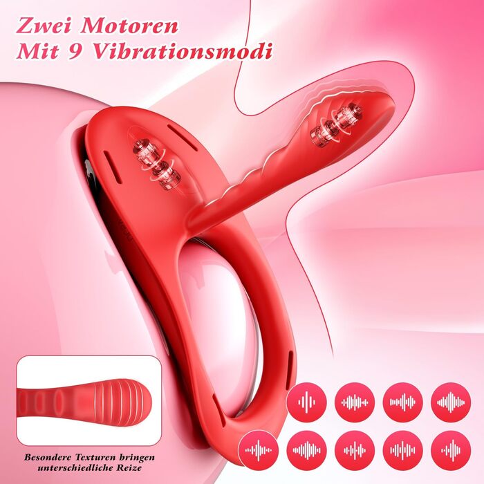 Вібратор-метелик DVG з ремінцями та пультом, 2 мотори, 10 режимів, червоний