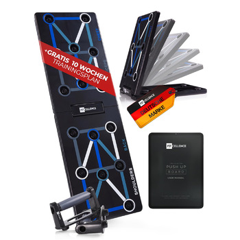 Складана дошка для віджимань 12-в-1 - Включає 10-тижневий план тренувань - Преміальна дошка для віджимань 12-в-1 Розроблена в Німеччині з інструкціями німецькою мовою для ваших тренувань - Ручки для віджимань