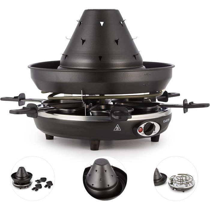 Настільний гриль, електрогриль, тартарний капелюх, 1500 Вт, плавно регулюється, гриль, запікання, сковорода-гриль, на 6 осіб, антипригарне покриття, чорний