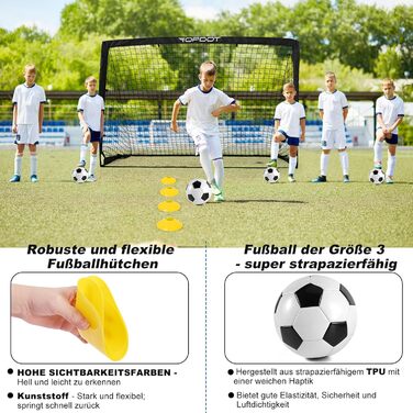 Дитячі футбольні ворота Topdot, футбольні ворота 2-в-1, складні футбольні ворота для тренувань на задньому дворі та надувних спортивних ігор на свіжому повітрі, 180x120 см, чорні
