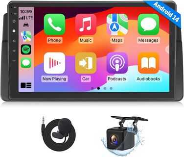 Автомагнітола Eonon, сумісна з BMW E46 1998-2006, Android 14 CarPlay, Android Auto, MirrorLink, GPS 332 ГБ, Bluetooth, вихід USB-RCA, підтримує онлайн-оновлення даних з камери заднього виду, E46X7