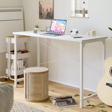 Письмовий стіл CubiCubi, невеликий комп&39ютерний стіл, офісний стіл 120 x 48 x 75 см, для кабінету, спальні, промисловий дизайн, металевий каркас, білий 120 x 48 см, білий2