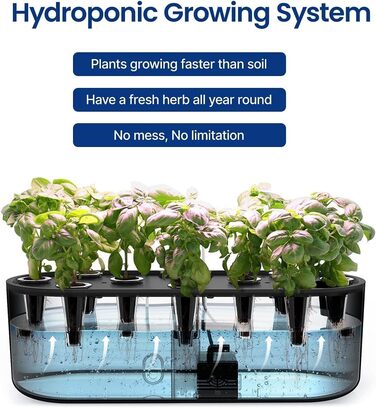 Системи гідропонного вирощування iDOO, світлодіодна лампа для рослин із автоматичним таймером, 10 стручків Smart Garden Indoor Herb Garden Hermination Kit, регульована висота, сигналізація про нестачу води