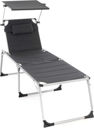 Надзвичайно високий шезлонг для літніх людей, садовий шезлонг, розкладний шезлонг садове крісло з алюмінію та текстилену колір темно-сірий