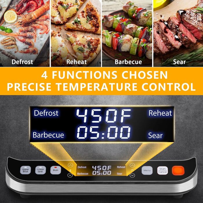 Контактний гриль Taylor Swoden 2000 Вт, бутербродниця на 4 скибочки, двосторонні знімні пластини з антипригарним покриттям, незалежний контроль температури, відкриття на 180, сенсорний світлодіодний екран, знімний піддон для крапель