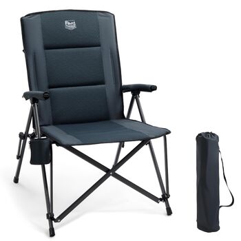 Складаний кемпінговий стілець TIMBER RIDGE, широке сидіння 55 см XXL, м&39який, висока спинка, вантажопідйомність 150 кг, з бічною кишенею, підходить для кемпінгу, саду, балкону, , сірий