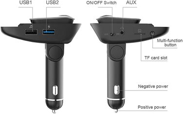 Автомобільний Bluetooth MP3-плеєр MP3-плеєр Радіоадаптер з навушниками Bluetooth-гарнітура Гучний FM-передавач Передавач Bluetooth-навушники Автомобільний зарядний пристрій з перемикачем