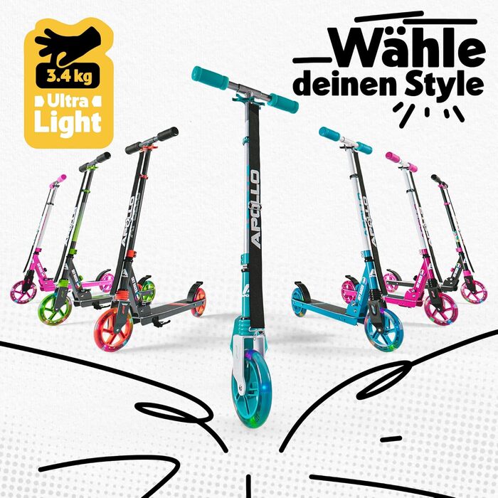 Міський самокат Apollo Skyracer зі світлодіодним підсвічуванням коліс самокат для дітей 6 років міський самокат з підвіскою самока