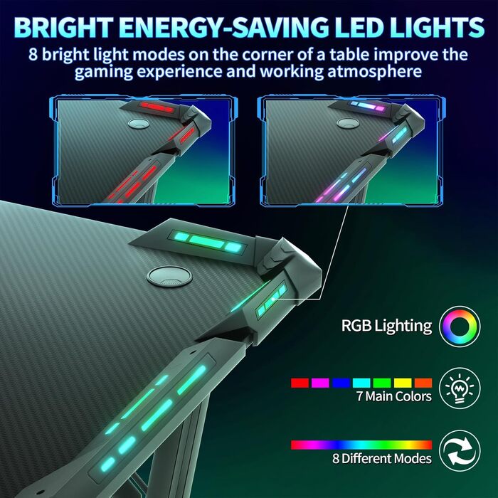 Ігровий стіл Storeo Imp, 140 x 60 см, МДФ / сталь / вуглецеве волокно, чорний