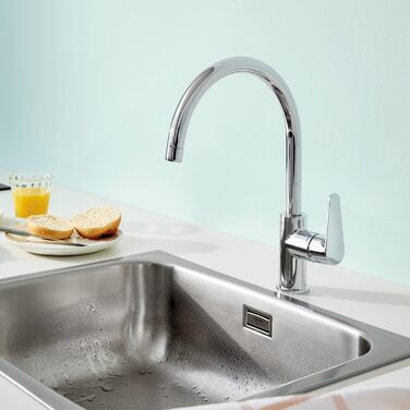 Кухонний змішувач GROHE StartCurve (поворотний на 360, економія води, монтаж без інструментів), хром, 31554001
