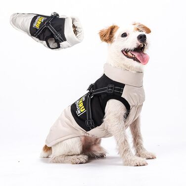 Зимова куртка для собак, костюм для домашніх тварин, водонепроникний та вітрозахисний, безрукавний жилет з бавовняною підкладкою та світловідбивачами на блискавці (чорний, L) Чорний L