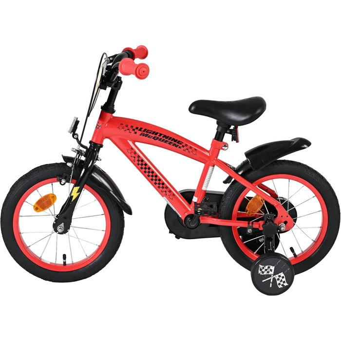 Дитячий велосипед Volare Cars 14 дюймів 3,55 років Ручні та американські гальма, додаткові колеса, захист ланцюга, світловідбивачі Регульоване сідло Подарунок для хлопчиків та дівчаток