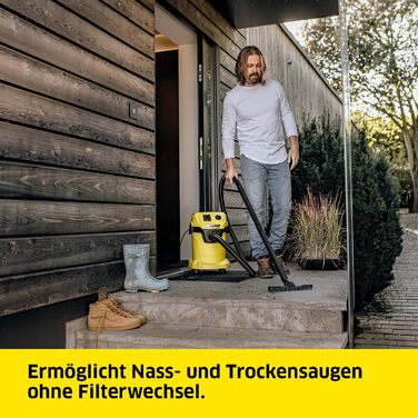 Пилосос для сухого та вологого прибирання Krcher WD 3 P V-19/4/20, вкл. картриджний фільтр, флісовий фільтрувальний мішок, 1000 Вт