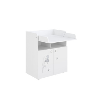 Пеленальний столик Shefa Kids 700 Basic Amis White - Багатофункціональний пеленальний столик зі складною пеленальною поверхнею, 2 дверцятами та відкритим відділенням, 70x47x86 см, дитячий, ергономічний пеленальний столик
