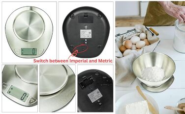 Цифрові кухонні ваги EXZACT з нержавіючої сталі - електронні кухонні ваги зі знімною чашею для випікання та приготування їжі - фун