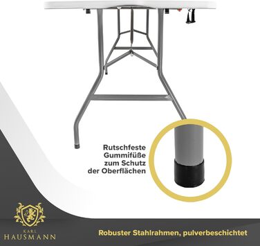 Складаний кемпінговий стіл - 180x70x74 см - Складаний кемпінговий стіл - Складаний стіл з ручкою для перенесення - Складаний стіл - Кемпінгові столи - Стіл для вечірок/пікніка - Для приміщень та вулиці - Білий 180 x 70 x 74 см