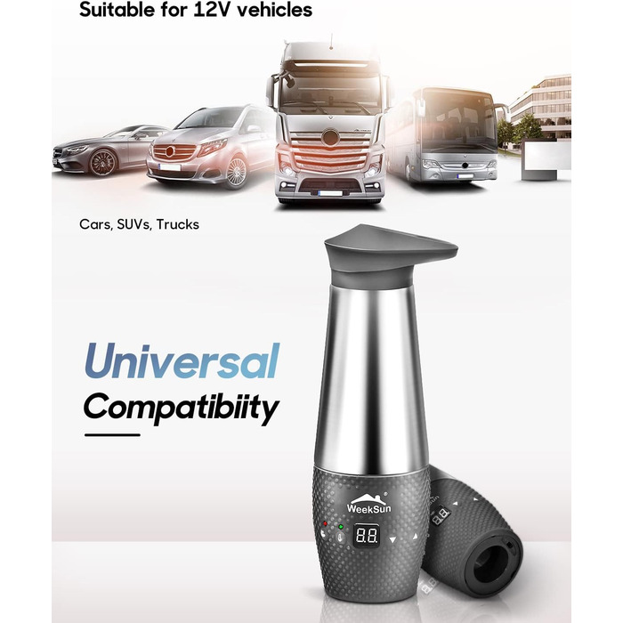 Чайник для автомобіля 12v, з контролем температури для кемпінгу, нержавіюча сталь всередині, швидке закипання, автоматичне відключ