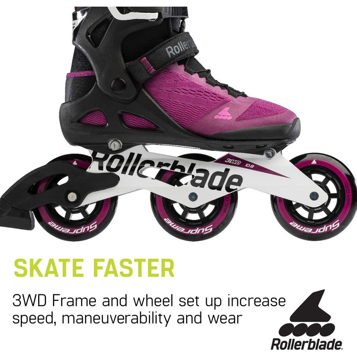Роликові ковзани жіночі W Macroblade 100 3WD Adult, фіолетово-чорні, Performance Inline Skates 8 фіолетовий/чорний