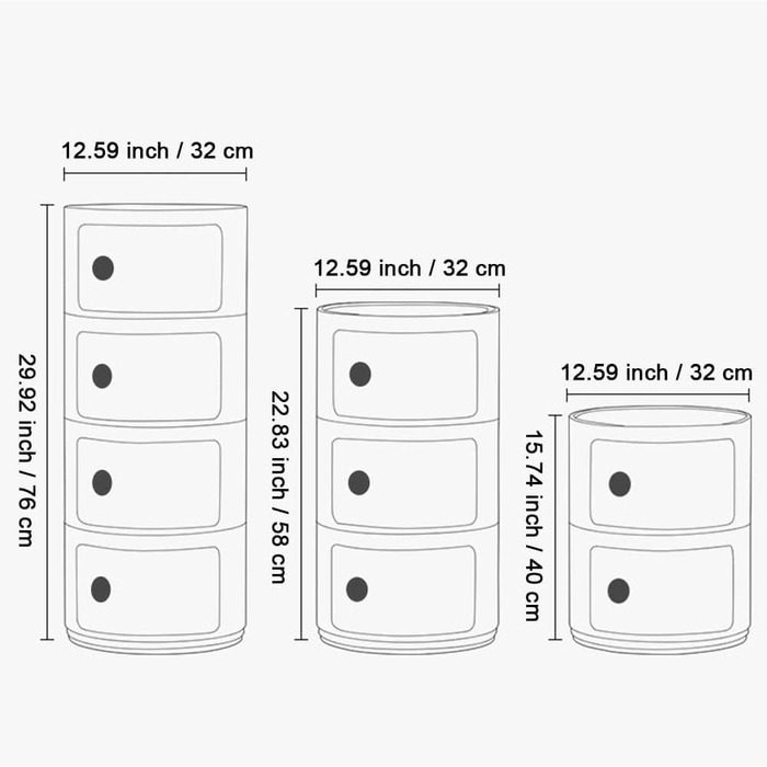 Кругла тумбочка для ліжка, контейнер з 2/3/4 відділеннями, сучасна тумбочка з шухлядами та розсувними дверима, для спальні, багаторівнева пластикова тумбочка, модуль для зберігання, комод кольору кмину, 2 рівні, 2/3/4