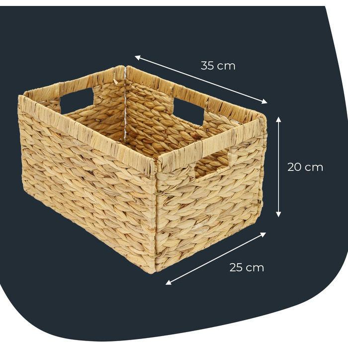 Кошик для зберігання HMF, сплетений з водяного гіацинта підходить для книжкової шафи Billy 35 x 25 x 20 см