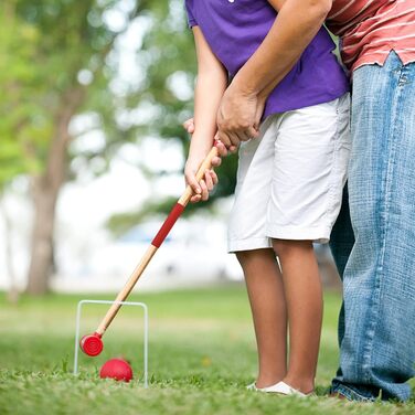 Набір для крокету на відкритому повітрі, садова гра в крокет, дерев&39яна гра в крокет, гра на спритність, традиційна дерев&39яна іграшка для 4 гравців, дітей та дорослих з дерев&39яними кілочками, хвіртками, м&39ячами, молотками