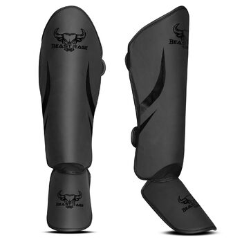 Щитки для гомілок BEAST RAGE для кікбоксингу, муай-тай, бойових мистецтв, захист ніг із захистом підйому стопи, щитки для гомілок, карате, боксу, тренувального спорядження MMA, спарингу, бразильського джиу-джитсу, таїландського кульмінатора, чорні S/M
