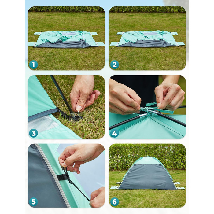 Пляжний намет Glymnis Beach Shelter з 2 дверима на блискавці, захист від ультрафіолету UPF50, вітронепроникний, невеликий розмір у упаковці, пляжний намет для 2-3 осіб