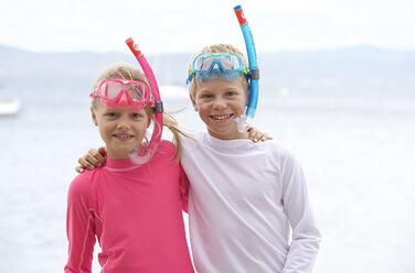 Маска для дайвінгу трубка для дайвінгу, водних видів спорту та снорклінгу для дітей віком від 4 років із захистом від ультрафіолету, один розмір, синій/помаранчевий