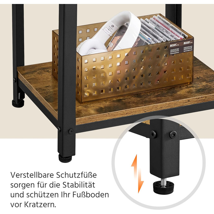 Вінтажний телефонний столик Yaheetech, приставний столик з 3 полицями, маленька тумбочка, столик для дивана, 40 x 30 x 74,5 см, металевий каркас, ідеально підходить для вітальні, спальні, офісу